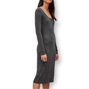 Aritzia Wilfred Free Anouck Ribbed Bodycon Midi Dress, Grey, Size M